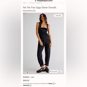 Free people ziggy denim black overalls